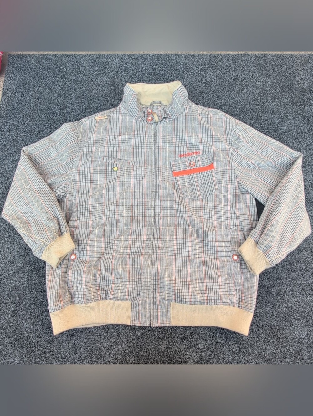Vtg Akademiks Jacket XXL Tan Plaid Full Zip Streetwear Lined Hip Hop Y2K Bomber